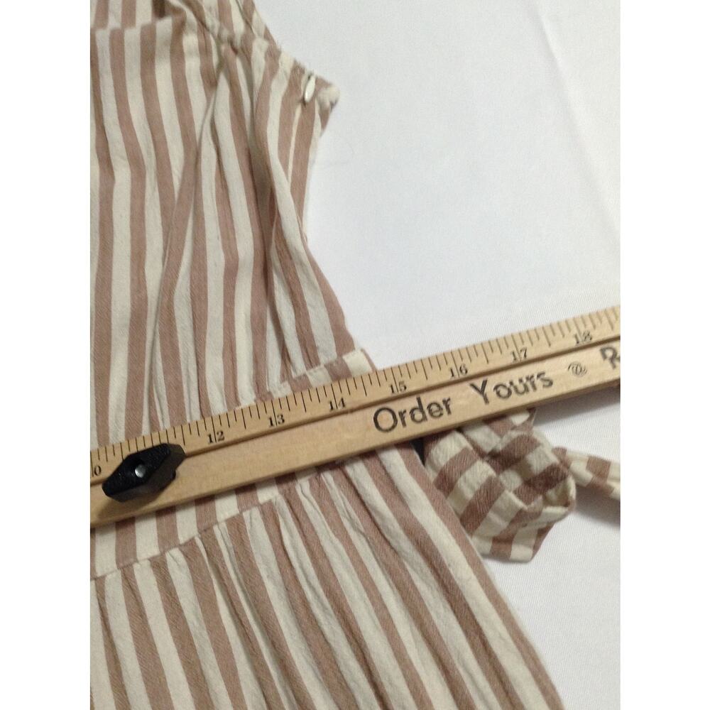 Hem & Thread Striped Wide Leg Jumpsuit Womens Boho Tan White Rayon Lined Small - Picture 5 of 11